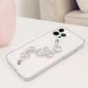 Bonitec Compatible with iPhone 14 Pro Max Case Clear for Ladys, Girls and Women Bracelet 3D Glitter Sparkle Bling Strap Luxury Shiny Crystal Rhinestone Diamond Silver Chain Protective Cover, Clear