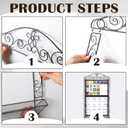 Zonon Wrought Iron Wall Display Organizer Metal Calendar Holder with Basket 18 x 32 Inches Multi Purpose Wall Mounted Holder Vertical Poster Hanger for Canvas Artwork Diamond Painting Display(Flower)