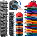 Double Capacity Hat Organizer for Baseball Caps 2 Packs - 40 Cap Storage with Spring Clips, Wall Mount Closet & Door Hat Rack Holder Hanging(Strong Adhesive & Screws) Matte Black