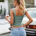 Crop Tank Tops for Women Square Neck Summer Top Wide Strap Tank Top (S)