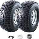 MZREXN 15x6.00-6 Lawn Mower Tires and Wheel Assembly, Front Tires Replacement, Compatible with John Deere & More Riding Mowers, 4 Ply Pneumatic, 3" Centered Hub, 3/4" Bearings, 2PCS