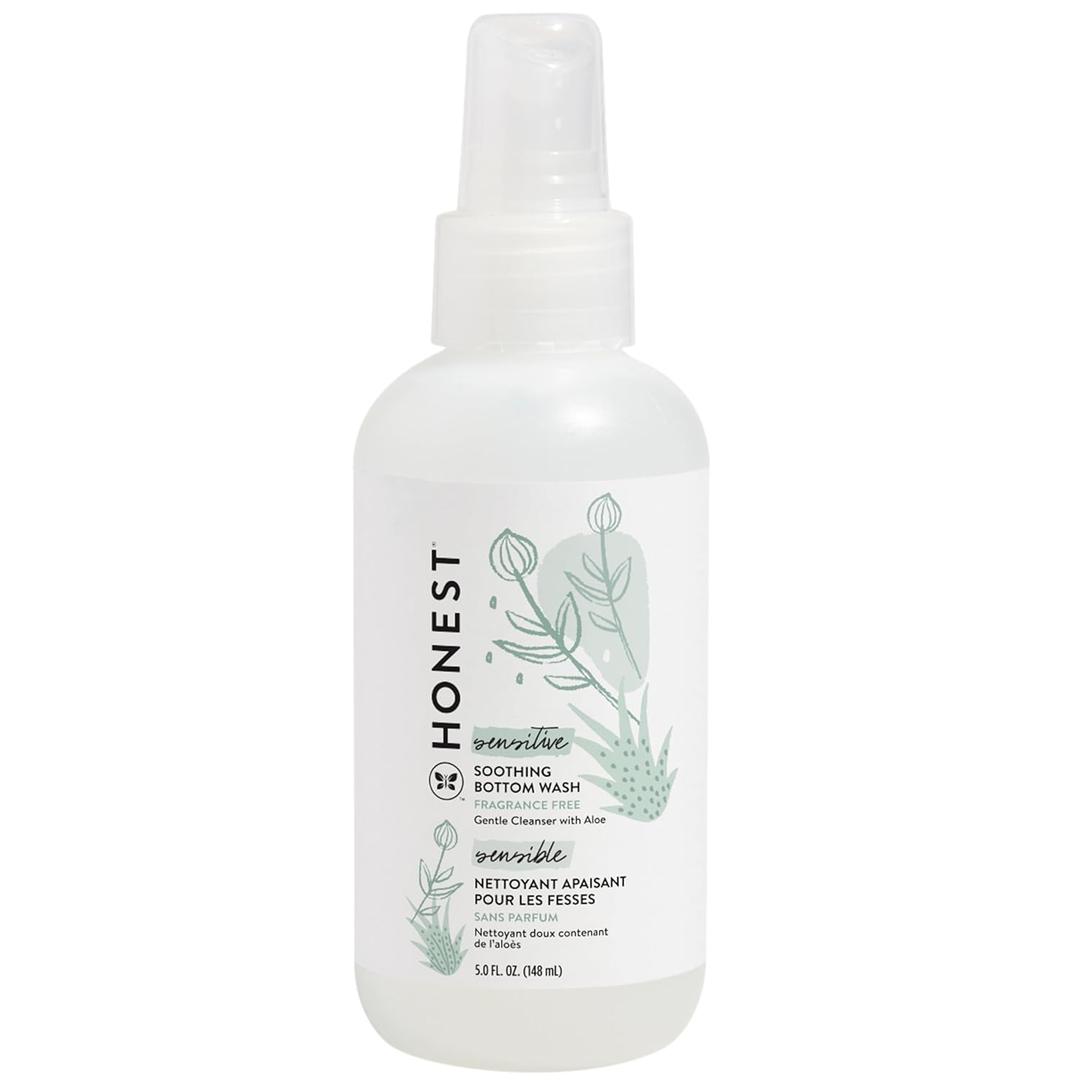 The Honest Company Soothing Baby Bottom Wash, Gently Cleanses + Refreshes, Naturally Derived, Non-Irritating, Made with Aloe, 5 fl oz (5 Fl Oz (Pack of 1))