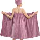 HJMJY Bath Wrap Towels for Women  Adjustable Spa Shower Wrap with Super Absorbent Microfiber, Quick-Dry Body & Hair Towel Set for Home, Hotel, Beach, Pool, Gym, Travel  Purple