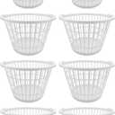 Evou Set of 8 Laundry Baskets Hampers (Several Colors) Lightweight Plastic, for Clothes, Towels, Storage of Kids & Baby Toys, Garden, 1 Bushel Capacity (8 White)