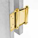 2 Pairs (4Pcs) of 3" Stainless Steel Cafe Saloon Door Swing Self Closing Double Action Spring Hinge Brass w/Screws