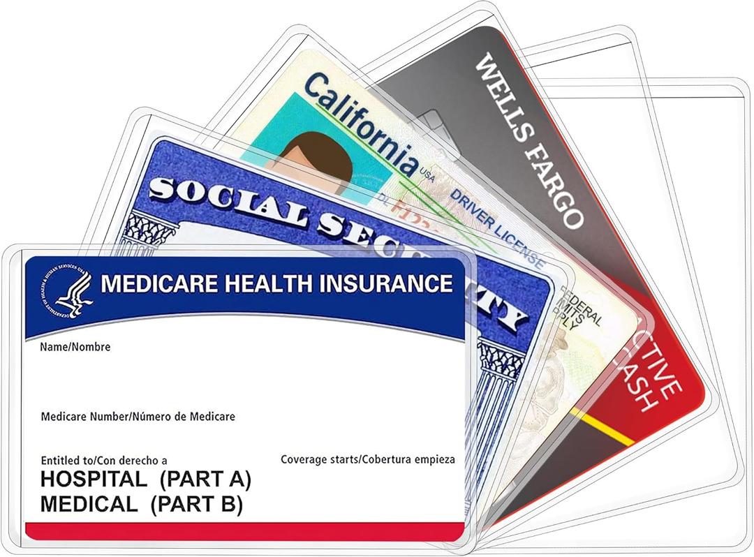 6 Pack New Medicare Card Holder Protector Sleeves12Mil Clear PVC Waterproof Medical/Credit Card, Business/Social Security Card Protector