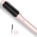 Thermal Brush, 1.26 Inch Heated Round Brush Hair Curling Iron with 10 Temp Settings, 30s Fast Heat for Curling & Volumizing, Anti-Frizz Hair Styler for Long Hair, Pink