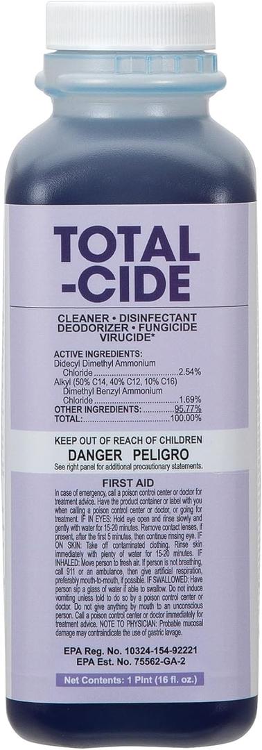 ForPro Total-Cide Disinfectant Solution, 2X Concentrated Formula, Hospital Grade Sanitizer & All Purpose Cleaner, 16 Fl Oz