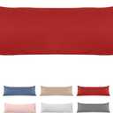 100% Cotton Body Pillow Case, Deep Dream 20x54 Body Long Pillow Pillowcases Sateen Weave, 600 Thread Count Hotel Luxury Soft and Breathable Envelope Closure Pillow Covers,Dark Red