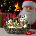 Lightahead Musical Christmas Cardinal Nest Village Carol Singing Scene Figurine with Turning Tree, Light and 8 Melodies