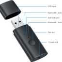 USB Bluetooth 5.2 Transmitter for TV, Wireless Audio Adapter for Airpods or Wireless Headphones Dual Pairs, Low Latency, Bluetooth 3.5mm Aux Transmitter for Flight, TV, PC, Gym, Gaming