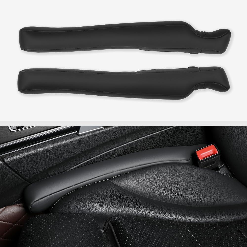 2Pack Leather Car Seat Gap Filler  Anti-Drop Console Organizer, Scratch-Resistant Waterproof Easy to Clean, Fits 90% Vehicles Without Blocking Seat Movement (Black)