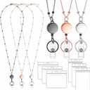 Lanyards for Id Badges 3 Pack Badge Lanyard with 6 Pcs Id Badge Holder Retractable Stainless Steel Teacher Lanyard Cruise Ship Lanyards for Girl Women (Black, Silver, Rose Gold)