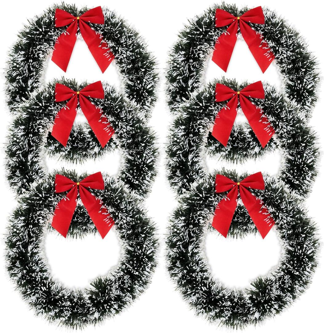 Gift Boutique 6 Christmas Front Door with Red Bow 13" Winter Decoration Wall Decor Hanging Wreaths Kitchen Decorations Artificial Home Decor Holiday Indoor Window