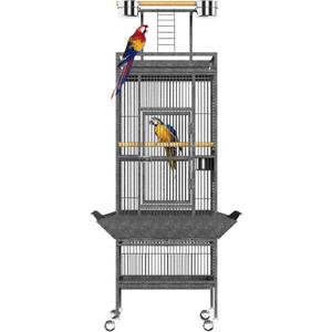 61Inch Bird Cage with Play Top, Extra Large Bird Cage with Wood Perches, Feeder for Parakeets, Canaries, Lovebirds, Small Quaker, Cockatiels, Budgie (60" h)