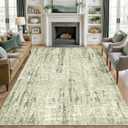 Valenrug Washable Rug 5x7 - Stain Resistant 5x7 Area Rugs for Living Room, Non Slip Backing Printed Rugs for Bedroom, Foldable Machine Washable Area Rug(Green,5'x7')