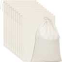 15 Packs Muslin Bags with Drawstring Canvas Large Storage Cloth Bags Bulk Cotton Reusable Grocery Sacks DIY Craft Sachet Sacks for Party Wedding Home Storage, Natural Color(13.8 x 10 Inches)