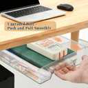 Under Desk Drawer Organizer, Self Adhesive Hidden Drawer Storage, Slide Out Desk Organizer, Space Saving Pencil & Accessories Organizer, Under Table Storage for Home Office & School, Clear