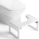 AmazerBath 8.5 Inches Bamboo Toilet Stool Squat for Adults, Foldable Squatting Potty Stool for Bathroom, Pooping Step Stools with Non-Slip Strip, Improve Bathroom Posture and Comfort, White