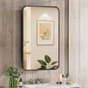 ACEMIRO 16x24 Inch Black Mirror Medicine Cabinet Metal Framed Recessed Wall Mounted Bathroom Medicine Cabinet with Mirror and Storage