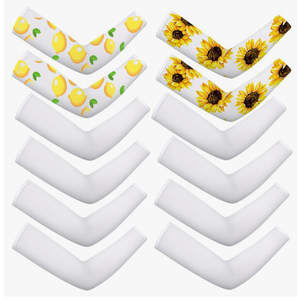 Geyoga 6 Pairs Sublimation Arm Sleeves, UV Sun Protection Blank Cooling Arm Sleeves Sublimation for Women Driving, Golfing, Fishing, Cycling, Hiking, Sports