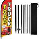 Food Truck Feather Flag With Pole Kit 8Ft Tall, Outdoor Advertising Banner Flag For Mobile Food Truck Business Sign Street Event Festival Parking Lot Use