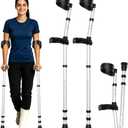 Forearm Crutches for Adults, Lightweight Aluminum Walking Crutches with 15-Level Adjustable Height, Arm Cuff, Shock Absorber, Ergonomic Handles, Comfortable Grip, Anti-Slip, Foldable, 350LBS, 1 Pair
