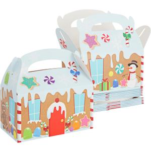 Juvale 24-Pack Gingerbread Treat Boxes, 6.2 x 3.3 x 3.5 Inches Party Favor, Christmas Treat Boxes for Cookies and Goodies for Kids