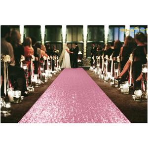 ShinyBeauty Sequin Aisle Runners 2Ft x 15Ft Pink Gold Carpet Runner for Party Glitter Runner for Wedding N116