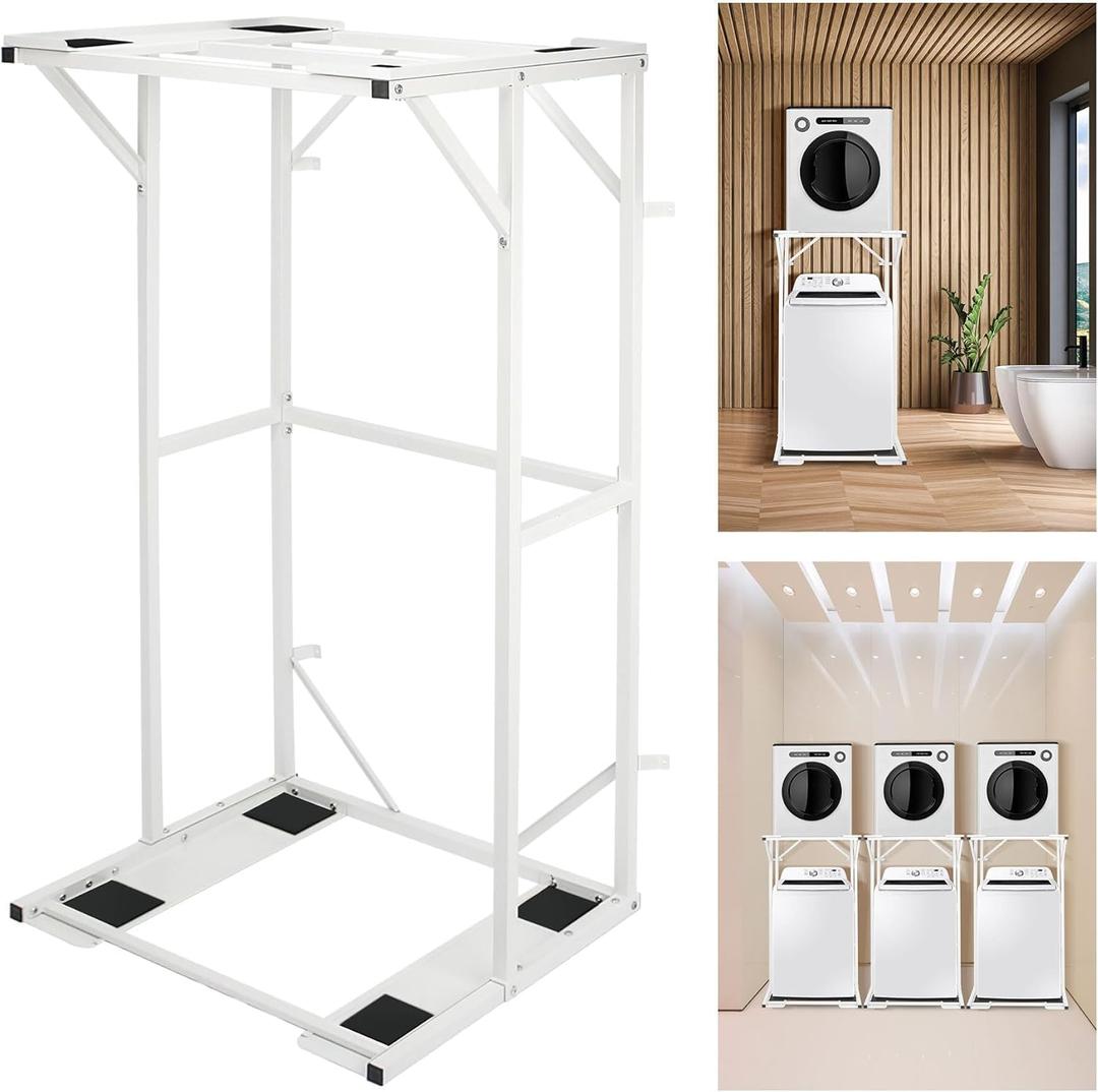 Sidasu 23" Double-Layer Washer and Dryer Stand, Heavy-Duty Steel Washer Dryer Stand, Compatible with Most Washer Dryer Models
