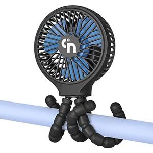 WiHoo Portable Stroller Fan, 11H Ultra-long Battery Life 3 Speed 360°Rotate, USB Rechargeable or Battery Operated Cooling Clip On for Baby Crib Travel Car Seat Black