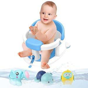 Inaya Baby Bath Seat for Babies 6 Months & Up, Non-Slip, Safe and Comfortable Bathub Chair for Sitting-Up, Ideal Open Design Essential Bath Time Support 