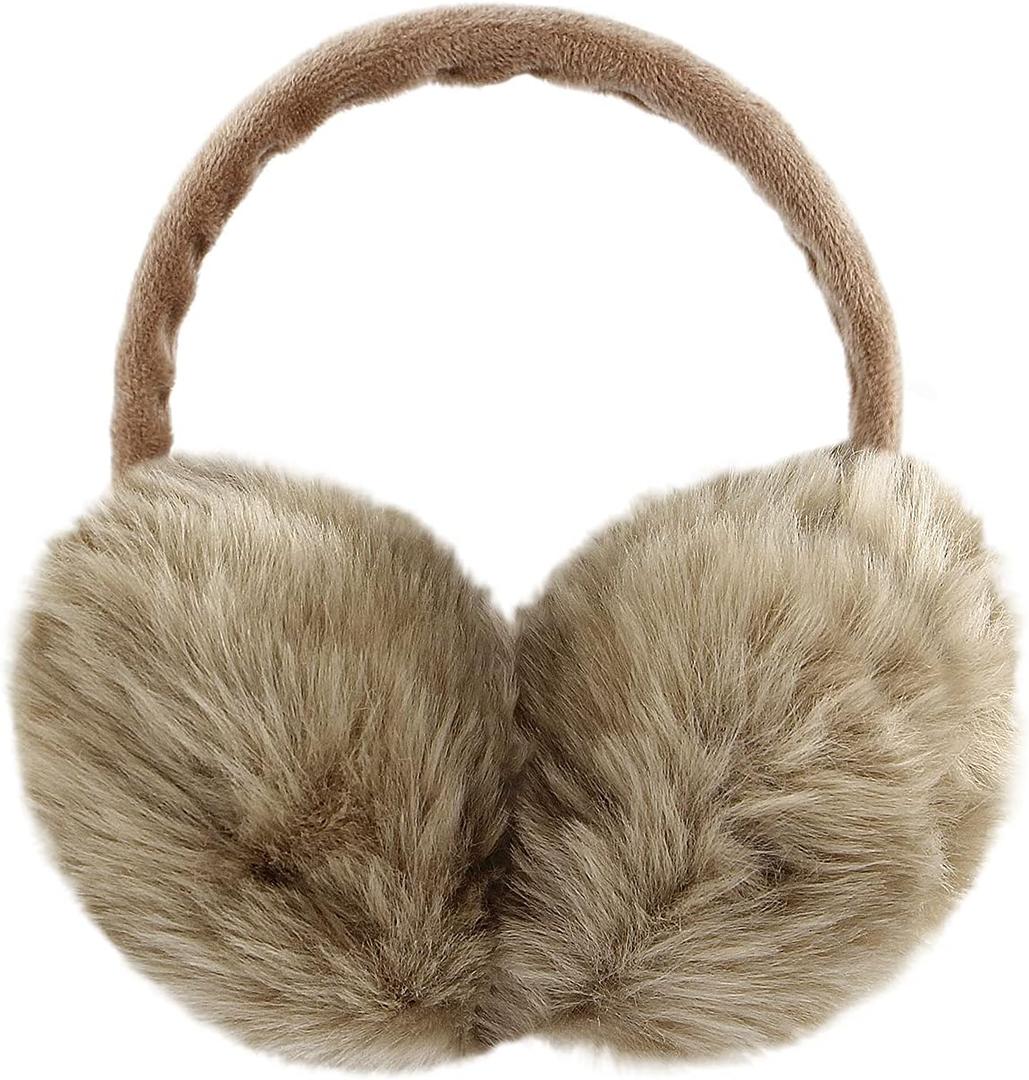 POXIMI Women Winter Earmuffs Girl Ski Adjustable Ear Covers for Kid Cute Bow Ear Warmer Outdoor Earmuff Fleece Lining (C-Khaki, ONE SIZE)