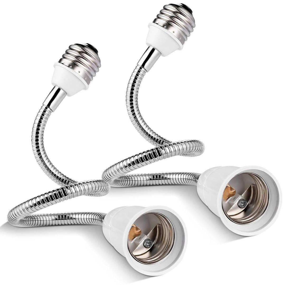 Light Socket Extender Adapter, Standard Bulb Screw Base 6in 1ft 2ft Flexible Extension Adapter, Bendable Adjustable Extension Neck Grow Light Socket Stand