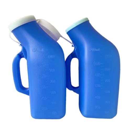 YUMSUM Urinals for Men,YUMSUM Portable Urinal 1200ml/34 Ounce for Hospital Camping Car Travel Home 2 Pack (New Blue)
