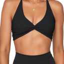 Danysu Backless Sports Bra Soft Workout Tops with Removable Padded Yoga Training Bras Strappy Going Out Top, Bl (XS)
