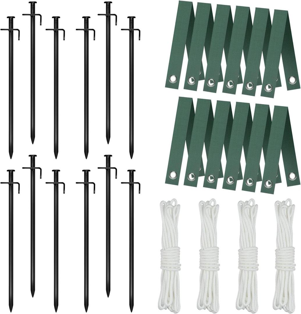 Tree Stake Kit, Heavy Duty Steel 11.8 Inch Steel Tree Stakes and Supports for Young Tree Anti Strong Wind, Leaning Tree Anchor Straightening Kit (4)
