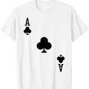 Ace of Clubs Costume T-Shirt Halloween Deck of Cards T-Shirt (White, M)