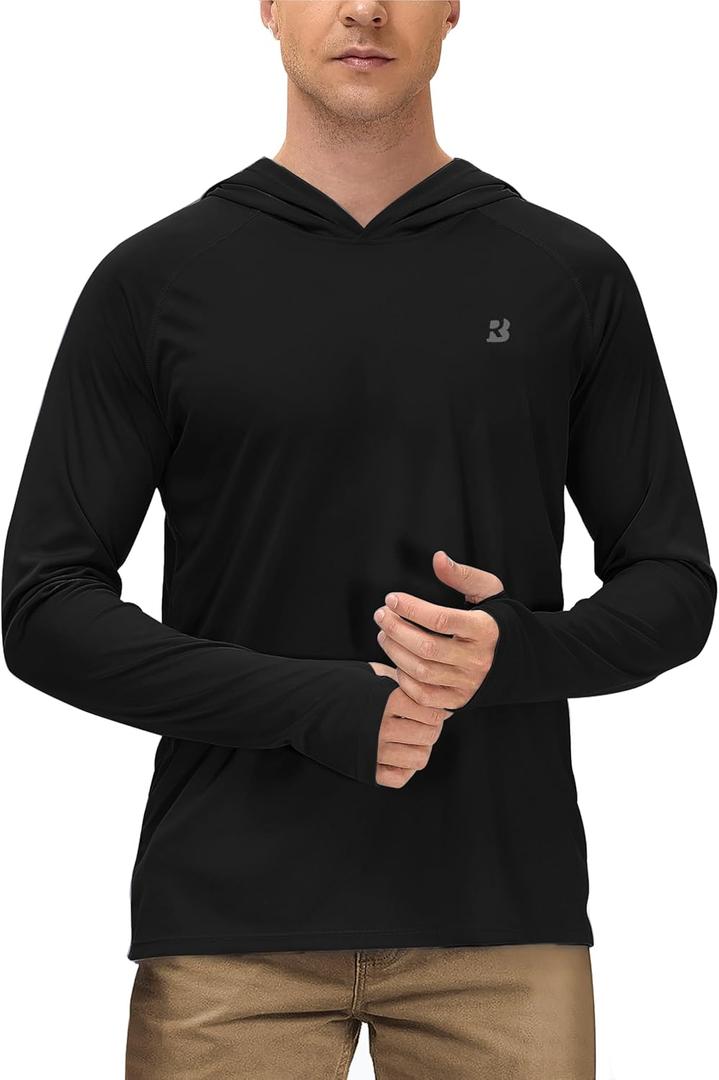 Roadbox Mens UPF 50+ Sun Protection Shirts, Outdoor UV Long Sleeve Fishing Hoodie Shirt for Hiking Running Workout Swimming (XX-Large, Black) Roadbox Mens UPF 50+ Sun Protection Shirts, Outdoor UV Long Sleeve Fishing Hoodie Shirt for Hiking Running Workout Swimming (XX-Large, Black)