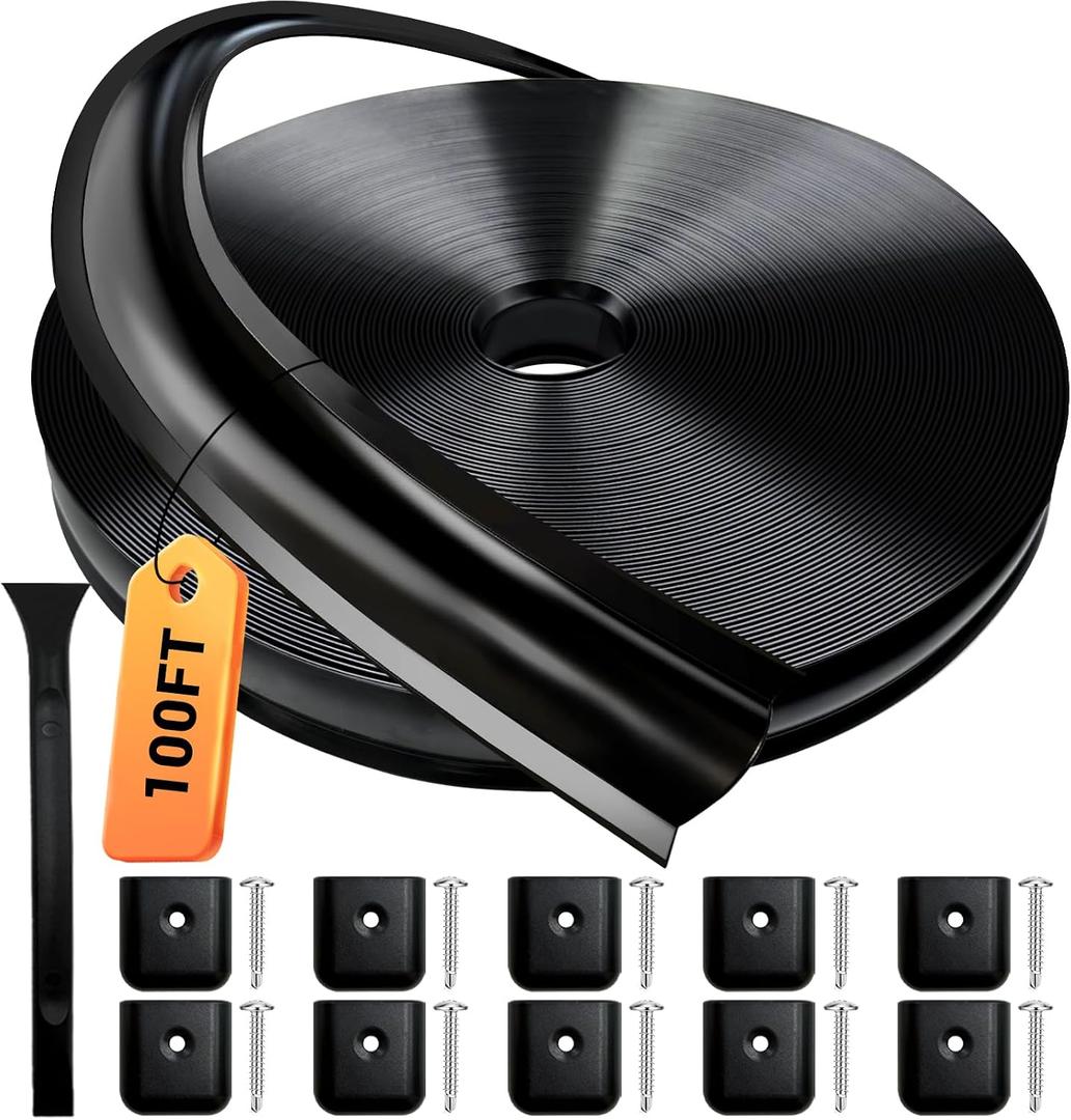 1” RV Trim Molding Insert, 100 Ft Heavy Duty RV Weather Stripping Exterior, Vinyl Rubber Seal Strip Includes End Caps, Screw Cover Trim for Camper Travel Trailer, Black