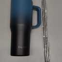 40 Oz Insulated Water Bottle Jug with Straw and Handle, Large Metal Sport Water Flask, Stainless Steel Travel Coffee Mug Cup, Thermal Coffee Tumblers with Lid, Indigo Black