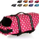 HAOCOO Dog Life Jacket Vest Saver Safety Swimsuit Preserver with Reflective Stripes/Adjustable Belt Dogs?Pink Polka Dot,XS