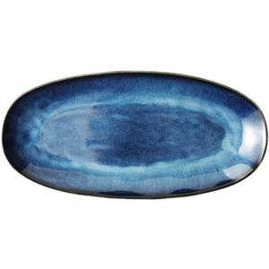 Cabilock Serving Platter Dishes Oval Dinner Plates Ceramic Serving Ware Party Trays Food Oven Safe for Turkey Meat Fish Appetizers Sushi Dessert Blue S