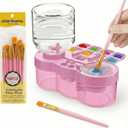 Paint Brush Cleaner Tool with 10 PCS Paint Brushes, Water Cycle Paint Brush Rinser with Holder and Palette, Flush My Brushes, Painting Art Supplies for Artist Beginner Kid
