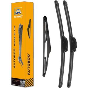 AUTOBOO 15"+15" Windshield Wipers with 13 Inch Rear Wiper Blade Replacement for Jeep wrangler JK 2008-2018,Jeep wrangler 2007-2017-Original Factory Quality (Pack of 3)