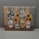 Farmhouse Sunflower Daisy Bathroom Decor Wall Art Rustic Hummingbird Yellow Floral Pictures Wall Decor Relax Soak Unwind Bathroom Sign Canvas Painting Prints Artwork Framed for Bedroom 20"x16"