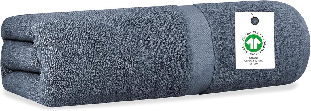 Organic Cotton Luxuriously Plush Bath Towel | GOTS & OEKO-TEX Certified | Premium Hotel Quality Towels | Feather Touch Technology | 650 GSM Long Staple|Soft, Quick Dry & Ultra-Absorbent 30"x58"