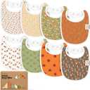 8-Pack Organic Baby Bibs for Boys, Girls - Soft Cotton Drooling and Teething Bibs for Baby Girl & Boy, Extra Absorbent, Easy To Clean & Put On for Toddler, Newborn, Infant 0-24 Months (Fall Spores)