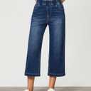 GRAPENT Capri Jeans for Women Wide Leg High Waisted Effortless Flow Pull On Stretchy Denim Elastic Waist Pants with Pockets (Blue, M)
