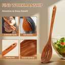 2 x Large Wooden Spoons for Cooking, 2Pack Natural Teak Wood Cooking Spoon Set, Non-Stick Slotted and Corner Spoon, Heat-Resistant Wooden Spatula Spoon for Serving and Mixing